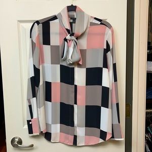Ann Taylor tie neck mod blouse